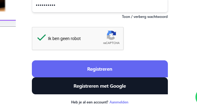registreren met google